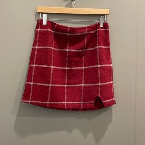 Lulu’s Plaid Mini Skirt, Red - M